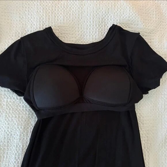 Uniqlo Black T-shirt Dress With Built In Bra - Size Small - Picture 4 of 5